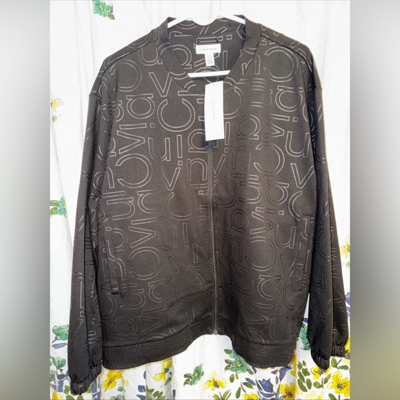 Calvin Klein Woman’s All Over Logo Black Jacket - Picture 1 of 7